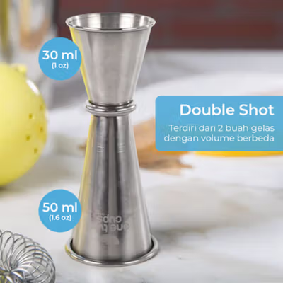 One Two Cups Gelas Ukur Jigger Bartender Double Shot 30ml dan 50ml - MSA10 - Silver — gambar 2
