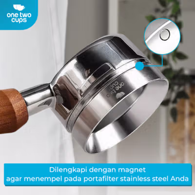 One Two Cups Dosing Ring Portafilter Espresso Machine Magnetic 53mm - YXA044 - Silver — gambar 2