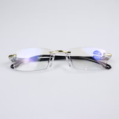 BELMON Kacamata Baca Frameless Anti Blue Light Reading Plus 1 - 641 - Black Gold — gambar 2