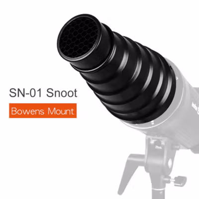 Bowens Mount Conical Snoot Honeycomb for Speedlight Fotografi - SN-01 - Black — gambar 2