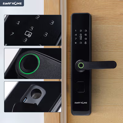 TaffHOME Smart Door Lock Fingerprint Password Card Alarm - XR25 - Black — gambar 2