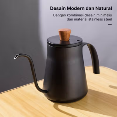 Cinsoya Teko Kopi Leher Angsa Gooseneck Pour Over Drip Kettle 400ml - C0053 - Black — gambar 2