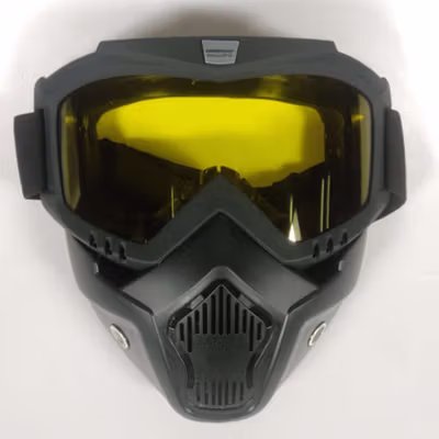 TaffSPORT BOLLFO Kacamata Goggles Mask Motor Retro Windproof - MT-04 - Black/Yellow — gambar 2