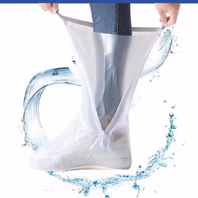 Rhodey Jas Hujan Sepatu Anti Air Rain Shoe Cover PVC with Zipper L - H-250 - White — gambar 2