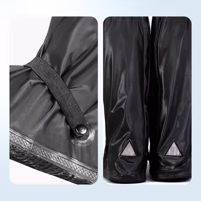 Rhodey Jas Hujan Sepatu Anti Air Rain Shoe Cover PVC Zipper Reflector M - H-212 - Black — gambar 2