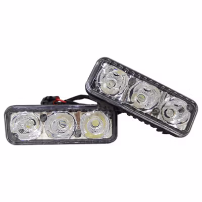 DRL Lampu Mobil Headlight LED Car Light Daytime Waterproof 3LED 1 Pair - HT7 - Black — gambar 2