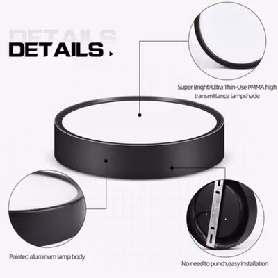 LABOT Lampu Outbow LED Ceiling Light Bright and Soft Cool White 5W - B-J10 / B-J30 - Black — gambar 2