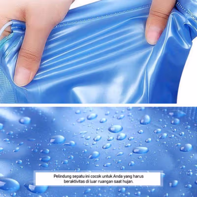 Rhodey Jas Hujan Sepatu Anti Air Rain Shoe Cover PVC with Zipper XXL 44-45 - F-250 - Blue — gambar 2