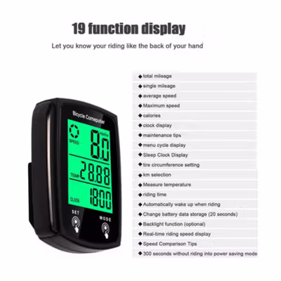CNC Speedometer Sepeda Digital Odometer Backlit Waterproof 19 Function - 668 - Black — gambar 2