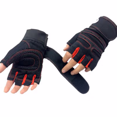 HU WAI YUN DONG Sarung Tangan Motor Olahraga Half-Finger Gloves L - HWYD - Black/Red — gambar 2