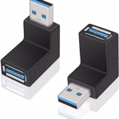 FBESTY19 Konverter L Shape USB 3.0 Type A Male ke A Female Upward - 221012 - Black — gambar 2