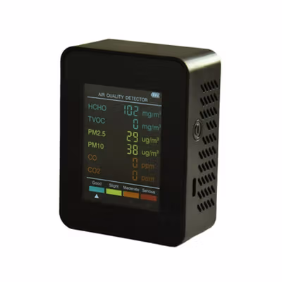 KKMOON Tester Kualitas Udara Air Quality Detector 6in1 1200mAh - ZN-MT07 - Black — gambar 2