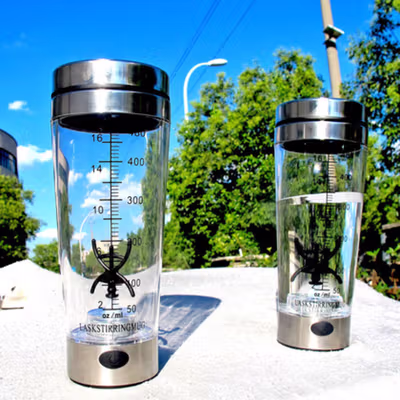 LASKSTIRMUG Botol Minum Protein Shaker Electric Bottle BPA Free 480ml - 1505 - Transparent — gambar 2