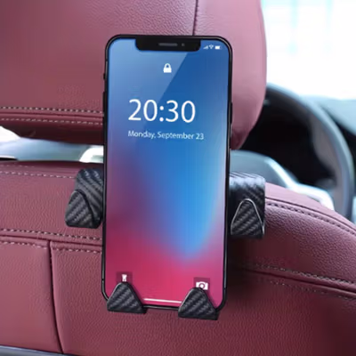 CHUYIREN Gantungan Barang Mobil Phone Holder Car Headrest Hook 2 in 1 - CY-11 - Black — gambar 2