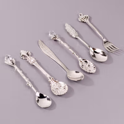 JYC Sendok Garpu Teh Dessert Vintage Royal Style Spoon Stainless Steel - LTA057 - Silver — gambar 2