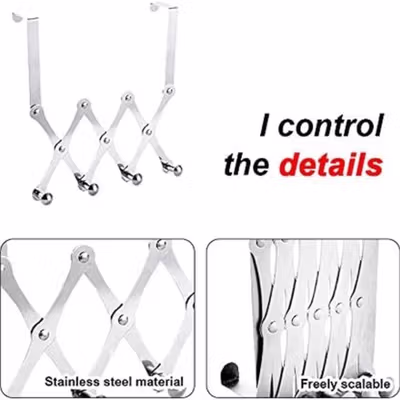 Viinice Gantungan Baju Belakang Pintu Retractable Hanger 4 Hook - RH66 - White — gambar 2