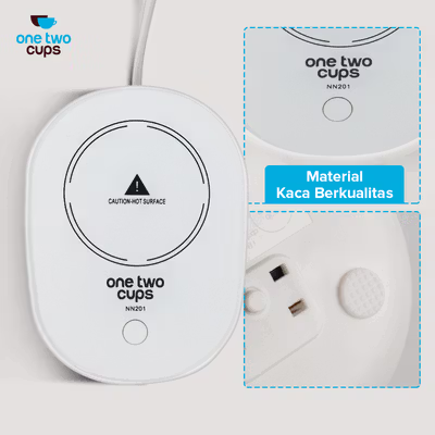 One Two Cups Tatakan Gelas Pemanas Coffee Cup Warmer Heating Pad 220V - NN201 - White — gambar 2