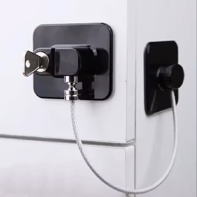 EUDEMON Kunci Pengaman Pintu Kulkas Multifungsi Adhesive Safety Lock - F3Q - Black — gambar 2
