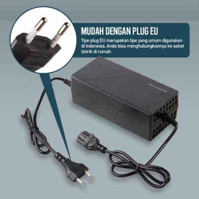 DIXSG Adaptor Charger Baterai Skuter Sepeda Listrik 48-59V 2.8A - 48V20AH - Black — gambar 2