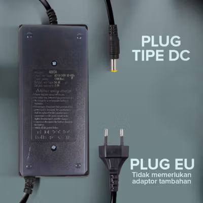 JNENCONN Adaptor Charger Baterai Skuter Sepeda Listrik DC 54.6V 3A - 48V3A - Black — gambar 2