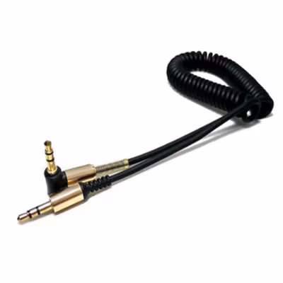 Kabel AUX Jack 3.5mm HiFi Spring Type L 1.5M - 161218 - Black — gambar 2
