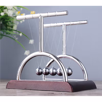 Pajangan Meja Pendulum Newton Balance Balls 5 Ball Model T S - LX013 - Brown — gambar 2