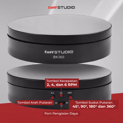 TaffSTUDIO Alas Putar Fotografi Rotating Display Stand Base 13.5cm Mirror - BK360 - Black — gambar 2