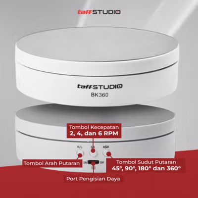 TaffSTUDIO Alas Putar Fotografi Rotating Display Stand Base 13.5cm Mirror - BK360 - White — gambar 2