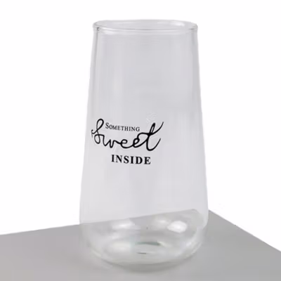 OLOEY Gelas Kaca Aesthetic Kopi Teh Sweet Inside Glass 500ml - 0081 - Black — gambar 2