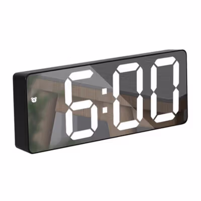 NieNie Jam Weker Alarm Mirror Digital Clock Temperature - GH-0712L - Black — gambar 2