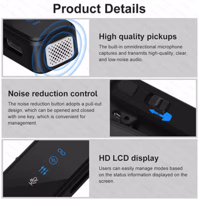 GOOJODOQ Microphone Wireless Portable Lavalier Mic Kit 2.4G USB Type C - GO20 - Black — gambar 2