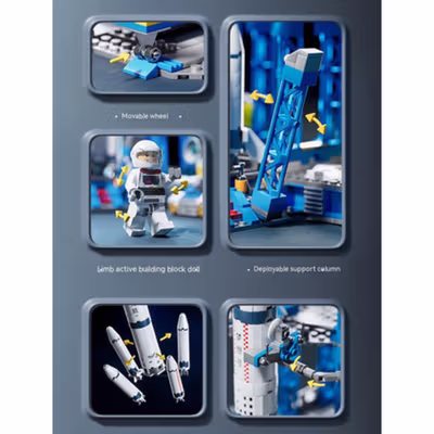 LELE BROTHER Mainan Pesawat Luar Angkasa Aerospace Rocket 458 Blocks - 8864 - Multi-Color — gambar 2