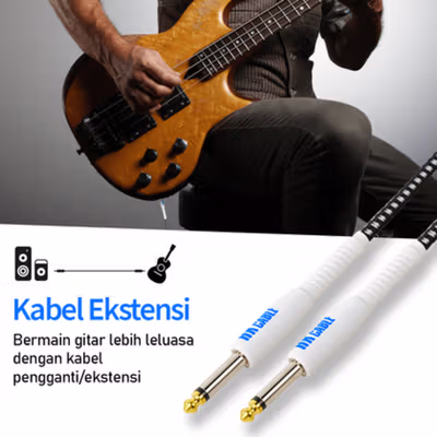HK Cable Kabel Audio Gitar Bass Elektrik 6.35mm 24 AWG OFC Braided 3M - CBC-30 - Black — gambar 2