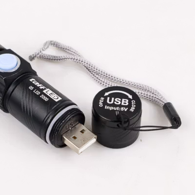 TaffLED Senter LED Mini Zoom Flashlight USB Rechargeable Q5 2000 Lumen - Black — gambar 2