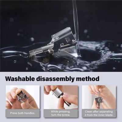 Biutte.co Pencukur Bulu Hidung Stainless Nose Hair Trimmer 10 Blade - PMX01 - Silver — gambar 2