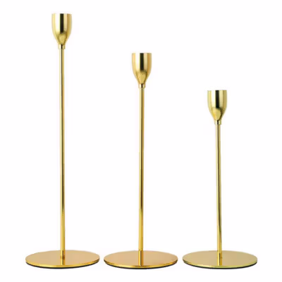 Faroot Holder Lilin Dekorasi Candle Romantic Dinner Decoration 3 PCS - C-11 - Golden — gambar 2