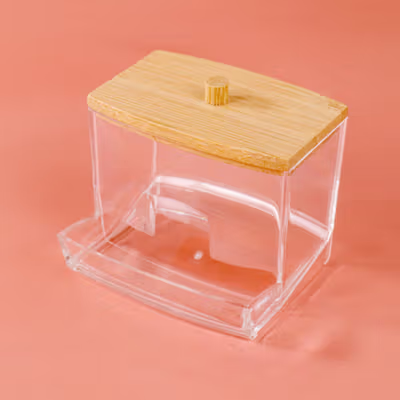 Dozzlor Kotak Cotton Buds Organizer Swab Container Akrilik - ZJ013 - Transparent — gambar 2