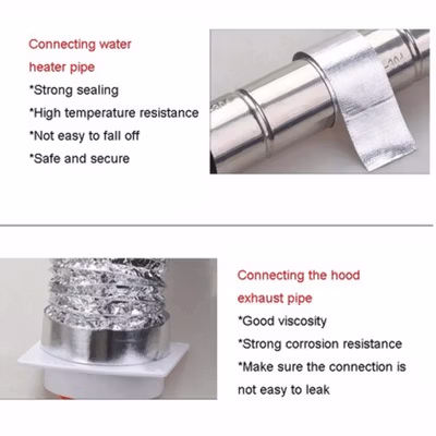 TaffPACK Lakban Aluminium Foil Tape 0.06mm Tahan Panas Anti Bocor 10M 50mm - YX10 - Silver — gambar 2