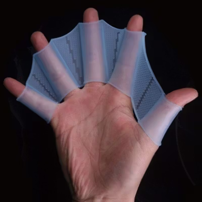 Alat Bantu Renang Tangan Katak Swimming Finger Fin Silicone Size M - HW700 - Green — gambar 2