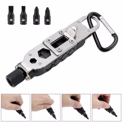 CRKT Driver Obeng Magic Screwdriver EDC Multifunction Tools with LED - 9095 - Black — gambar 2