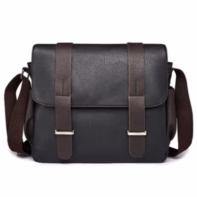 ETONWEAG Tas Selempang Pria Fashion Messenger Bag PU Leather - 9918 - Black — gambar 2