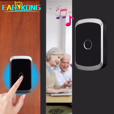TaffHOME Bell Pintu Wireless Doorbell LED 36 Tunes 1 Receiver EU Plug - A20 - Black — gambar 2