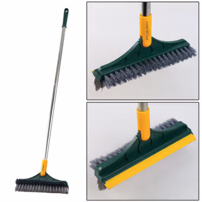 TaffHOME Sapu Sikat Pembersih 3 in 1 Cleaning Brush Broom Wiper Mop - UR378 - Green/Yellow — gambar 2