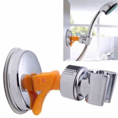 BATHE PROJECT Holder Kepala Shower Mandi 360 Derajat Plastik Suction - JJ14711 - Silver — gambar 2