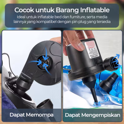 TaffHOME Pompa Angin Elektrik Air Pump Vacuum Compression 400L/min - CZ-198B - Black — gambar 2