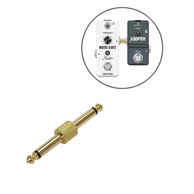 Keytars Jack Audio Adaptor Efek Gitar 6.35mm 1/4 Stereo - TC069 - Golden — gambar 2