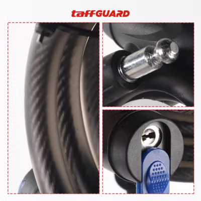 TaffGUARD Kunci Gembok Sepeda Kabel Waterproof Flexible 1.2M - GT20 - Black — gambar 2