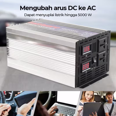 Taffware Power Inverter Mobil Pure Sine Wave DC 12V to AC 220V 5000W - NBQ5000W - Silver — gambar 2