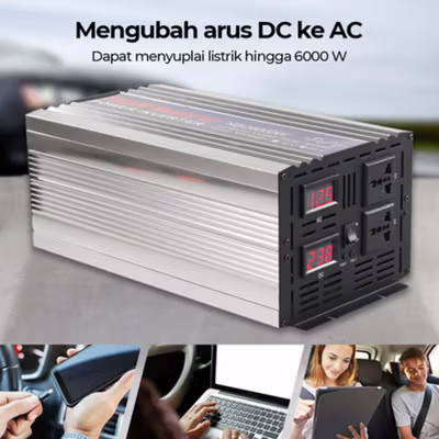 Taffware Power Inverter Mobil Pure Sine Wave DC 24V to AC 220V 6000W - NBQ6000W - Silver — gambar 2