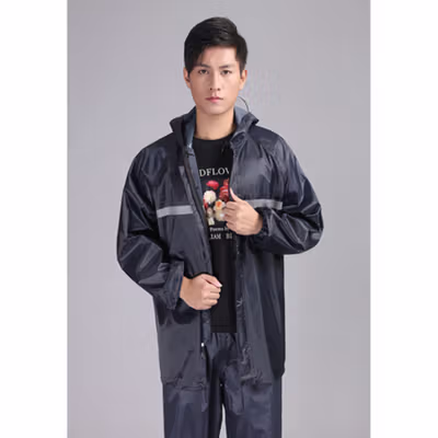 Rhodey Jas Hujan Setelan Motor Dewasa Visor PVC Waterproof Raincoat XXXXL - T1 - Black — gambar 2